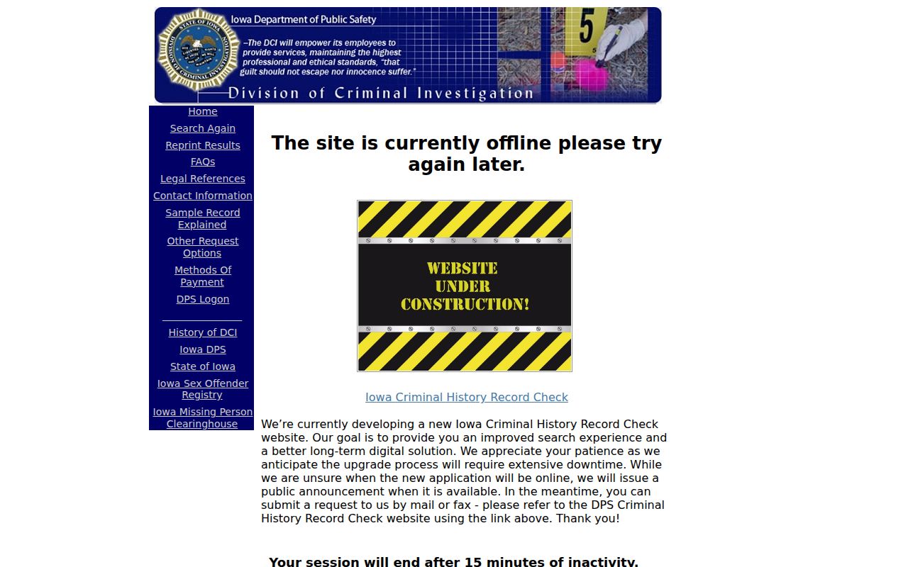 Online Iowa Record Check interface for Cass County criminal records
